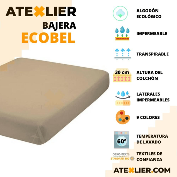 Sábana bajera blanca  ECOBEL impermeable y transpirable  Belnou. (7)